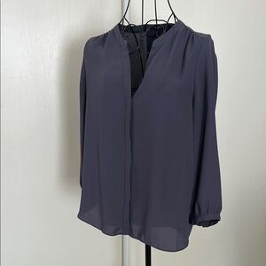NYDJ Blue 3/4 Sleeve Relaxed Buttoned Blouse Hi Lo Size XS